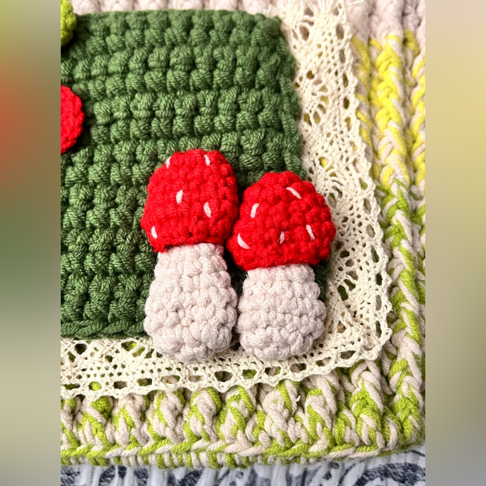Etsy Crochet Mini Mushroom Cherry Handmade Bag - Picture 7 of 9